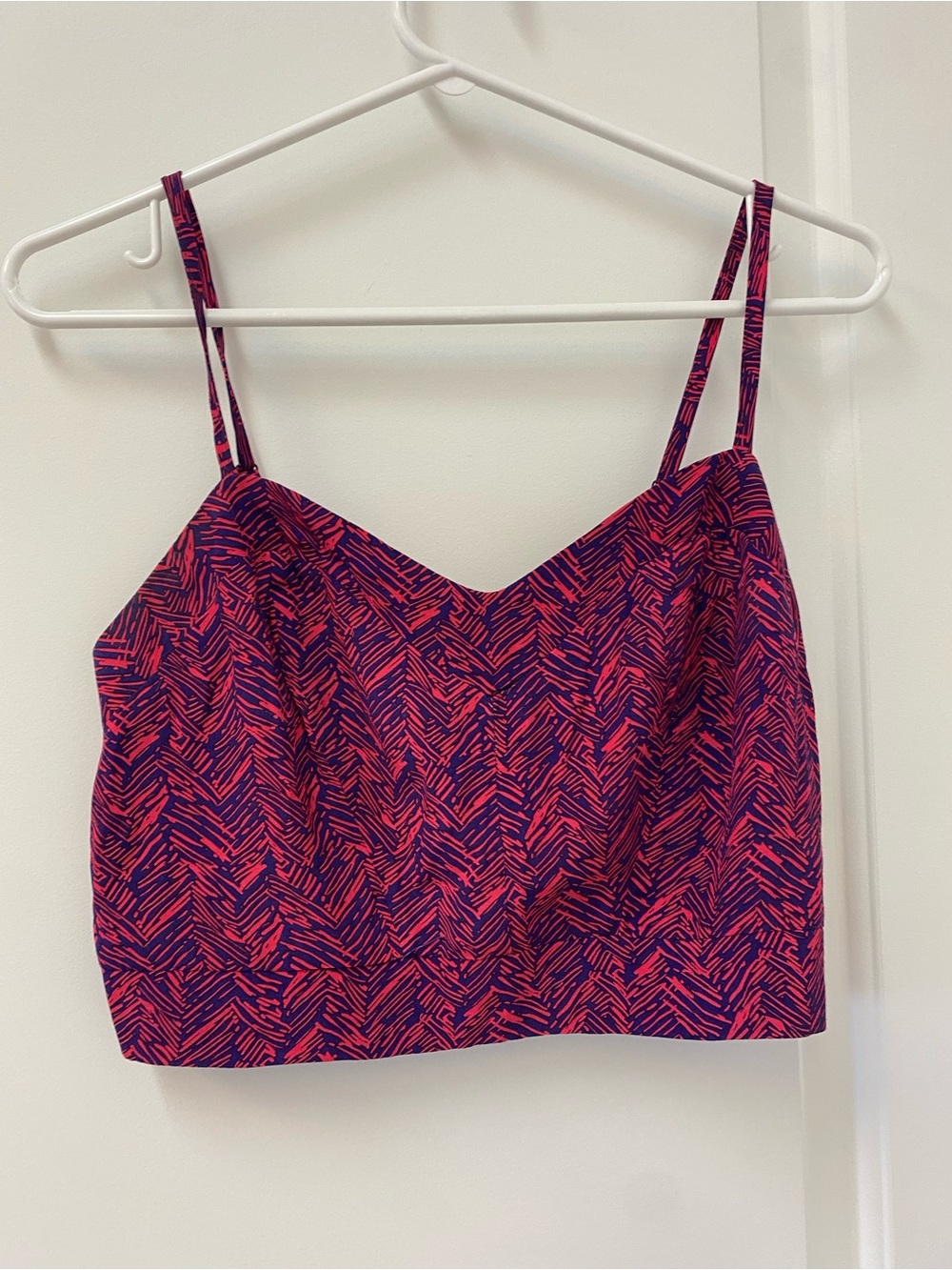Dynamite Pink and Blue Printed Spaghetti-Strap Crop Top